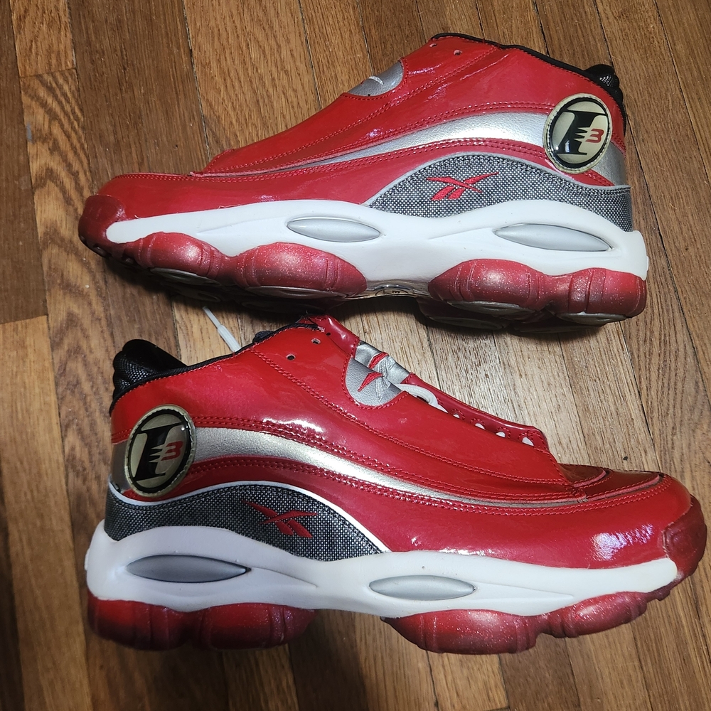 Reebok Red and Silver Men's Sneakers